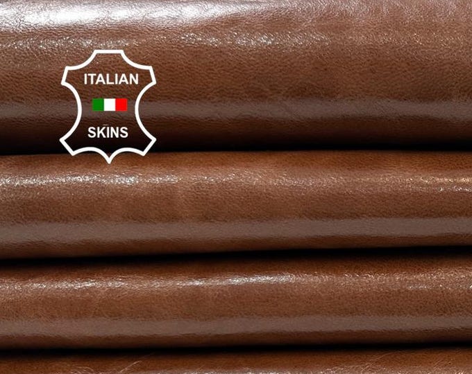 COGNAC BROWN CRINKLED Italian Goatskin Goat leather hide hides skin skins 9sqf 0.9mm #C3857