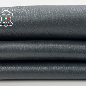 DARK GREY RHINO Grainy Rough Shiny Thick Italian Goatskin Goat Leather hide hides skin skins 5sqf 1.1mm #C686
