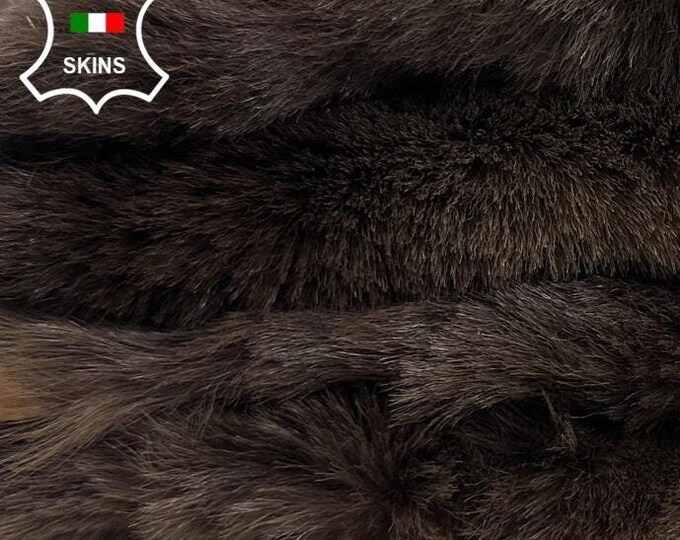 DARK BROWN Hair On Soft sheepskin Lamb shearling fur hairy sheep Italian leather pack 2 hides skins total 5+sqf 13"x21" #C3207