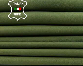 NATURAL AVOCADO GREEN naked vintage look vegetable tan soft Italian Calfskin Calf Leather 3 skins hides total 15sqf 0.7mm #C3679