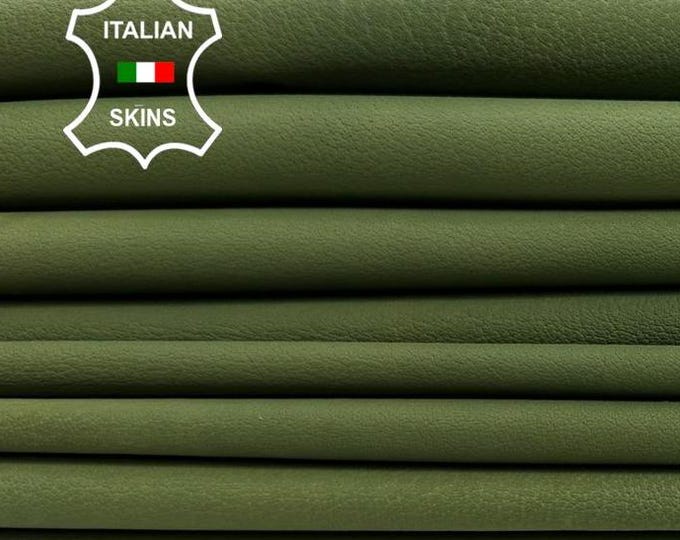 NATURAL AVOCADO GREEN naked vintage look vegetable tan soft Italian Calfskin Calf Leather 3 skins hides total 15sqf 0.7mm #C3679