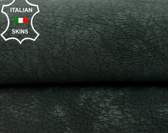 DARK PINE GREEN Nubuck Used Vintage Look Vegetable Tan Thick Italian Goatskin Goat Leather hide hides skin skins 3sqf 1.5mm #C561