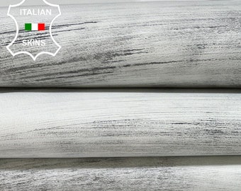 GRAY DISTRESSED On WHITE Soft Italian Lambskin Lamb Sheep Leather hide hides skin skins 4+sqf 0.8mm #B8331