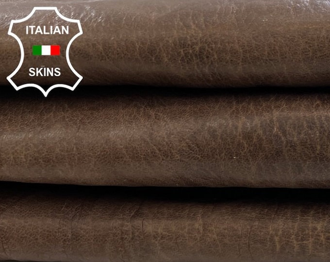 BROWN ANTIQUED RUSTIC Look Vegetable Tan Thick Soft Italian Goatskin Goat Leather hide hides skin skins 4sqf 1.1mm #C565