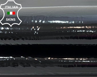 PATENT BLACK CRINKLE Shiny Strong Italian Goatskin Goat Leather hide hides skin skins 6+sqf 0.9mm #C322