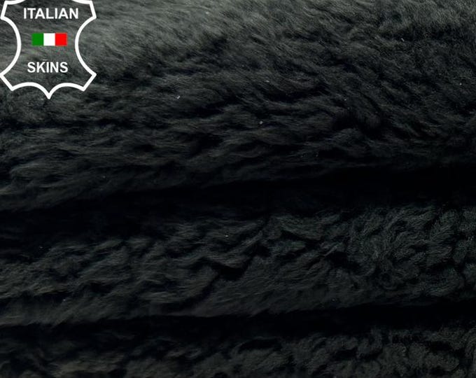 Usa duties included - BLACK Old Look Soft Hair On sheep Lambskin shearling hairy sheep Italian leather 5sqf 20"x30" #C7994