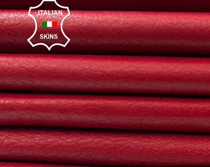 RED NATURAL GRAINY Soft Italian Lambskin Sheep Lamb leather pack 2 hides skins total 10sqf 0.9mm #C5851