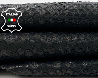 WASHED BLACK SNAKE Textured Print On Vegetable Tan Thick Soft Italian Goatskin Goat Leather hide hides skin skins 5sqf 1.6mm #C994