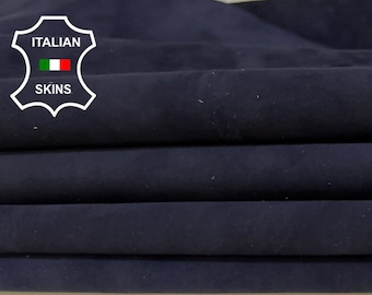 DARK BLUE NUBUCK Thin Soft Italian Lambskin Lamb Sheep Leather hide hides skin skins 6+sqf 0.6mm #B9582
