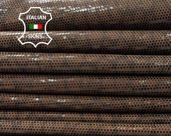 BROWN SHINY REPTILE Print On Soft Italian Lambskin Sheep Lamb leather pack 7 hides skins total 35sqf 0.7mm #C3808