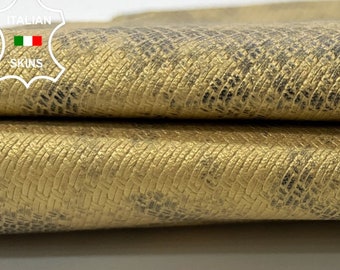 GOLD PEARLIZED Distressed Print Textured On Italian Goatskin Goat Leather hide hides skin skins 2+sqf 1.0mm #C106