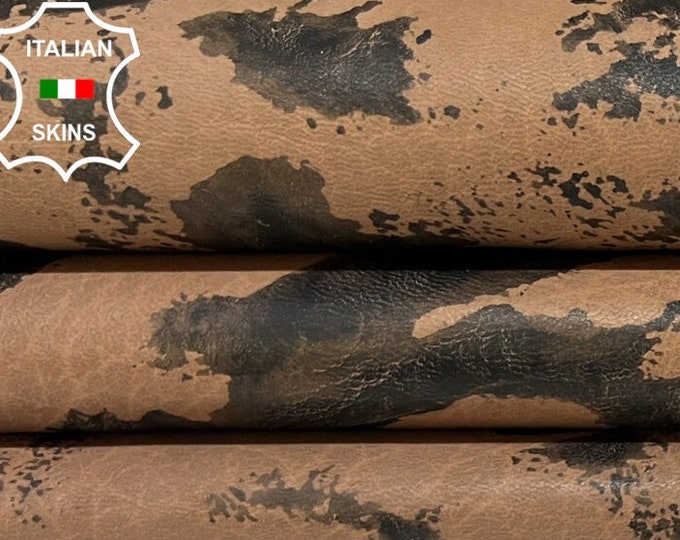 BROWN DISTRESSED VEGETABLE Tan Soft Italian Lambskin Lamb Sheep Leather hide hides skin skins 6sqf 0.8mm #B8861