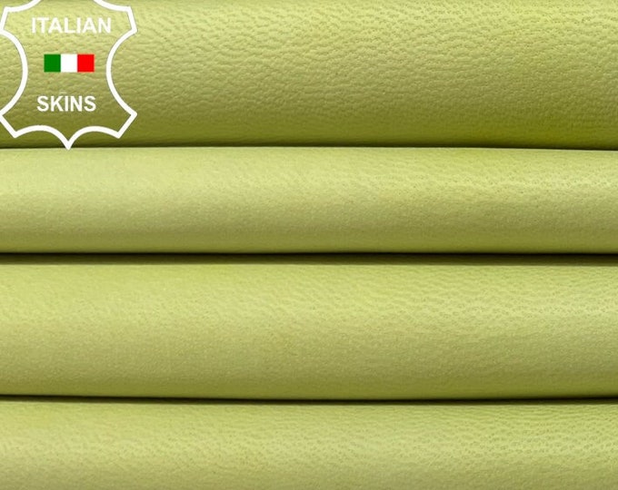 NATURAL LIME GREEN Unfinished Naked Thin Soft Italian Lambskin Lamb Sheep leather hide hides skin skins 7sqf 0.6mm #B8873