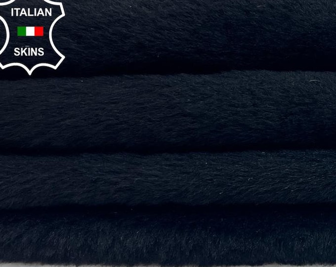 BLACK Short Hair On Soft Lamb shearling fur hairy sheep Italian leather hide hides skin skins 19"x32"  #C1158