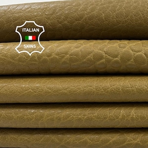 MUSTARD GRAINY WASHED Vegetable Tan Thick Soft Italian Lambskin Sheep Lamb leather pack 2 hides skins total 10+sqf 1.6mm #C4440