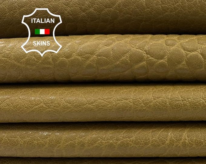 MUSTARD GRAINY WASHED Vegetable Tan Thick Soft Italian Lambskin Sheep Lamb leather pack 2 hides skins total 10+sqf 1.6mm #C4440
