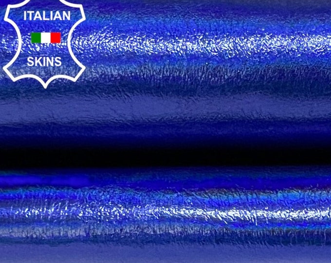 METALLIC BLUE COATED Shiny Italian Goatskin Goat leather hide hides skin skins 2+sqf 0.7mm #B6332