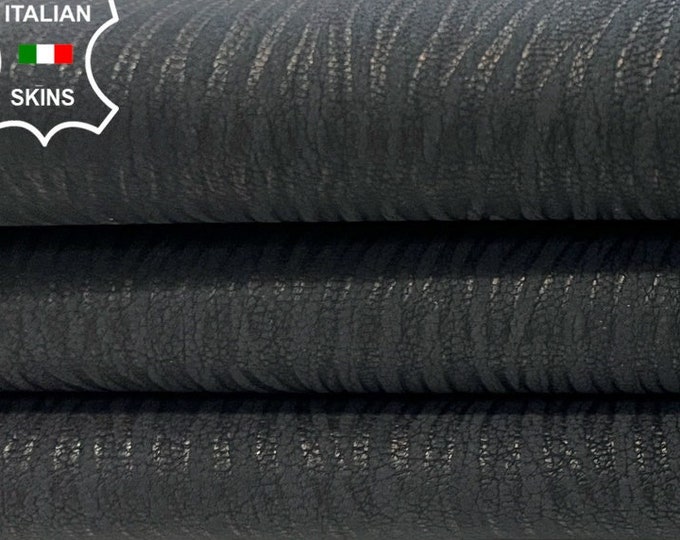 DARK GREY Nubuck ZEBRA Print On Thick Soft Italian Goatskin Goat leather hide hides skins skins 6sqf 1.1mm #C21