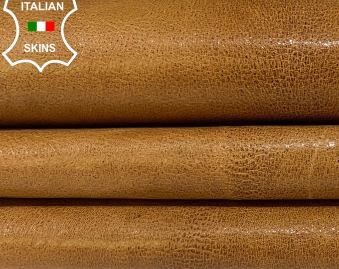 TAN BROWN DISTRESSED Vintage Look Thin Soft Italian Goatskin Goat Leather hide hides skin skins 6+sqf 0.6mm #B8361