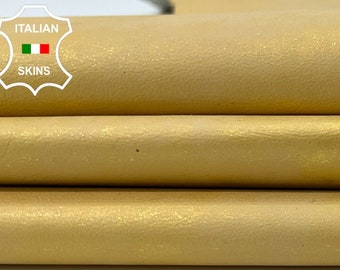 GOLD PEARLIZED DISTRESSED Look Soft Italian Lambskin Lamb Sheep leather hide hides skin skins 7+sqf 0.8mm #B9820