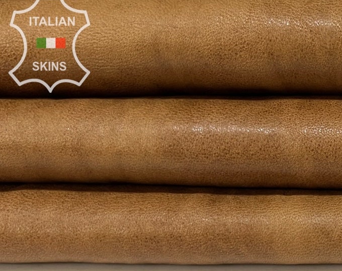 BROWN Vegetable tan Vintage Look Soft Italian Lambskin Lamb Sheep Leather hide hides skin skins 7+sqf 0.7mm #B7174