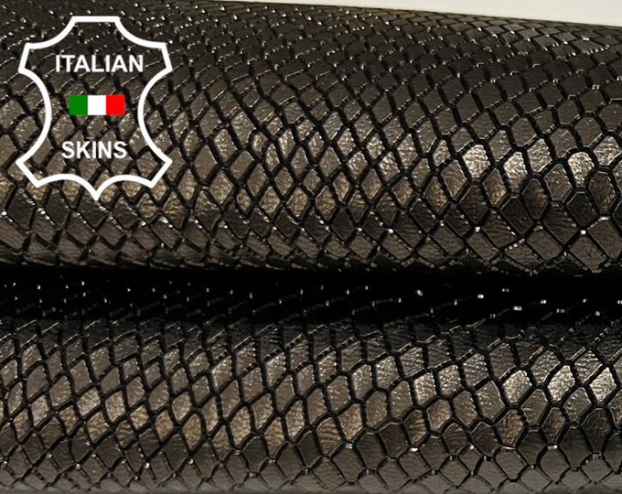 WASHED BLACK SNAKE Textured Print  On Vegetable Tan Italian Goatskin Goat Leather hide hides skin skins 4sqf 0.7mm #B6820