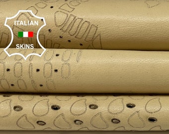 BEIGE LASER ENGRAVED Soft Italian Lambskin Lamb Sheep Leather hides hide skin skins 5sqf 0.7mm #B980