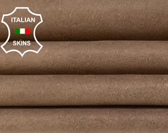 NATURAL WALNUT BROWN Vegetable Tan Vintage Look Thin Soft Italian Lambskin Lamb Sheep Leather hide hides skin skins 7sqf 0.6mm #B4265