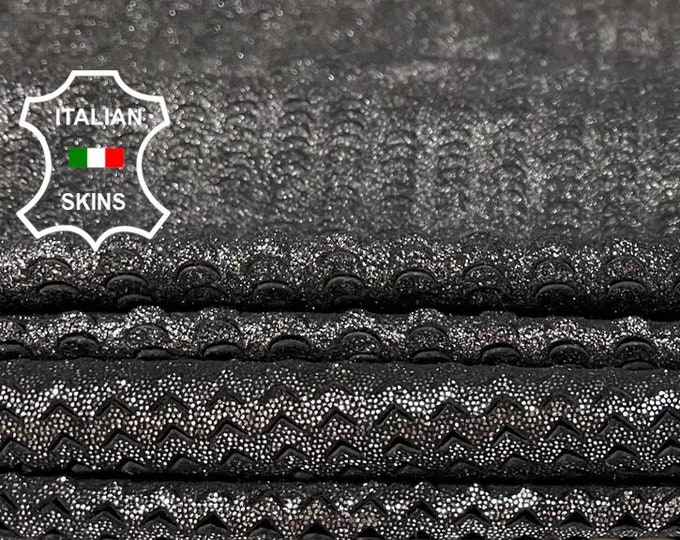 METALLIC CHROME TEXTURED Antiqued Perforated thin soft Italian Lambskin Lamb Sheep Leather hides pack 2 skins total 10sqf 0.7mm #A9871