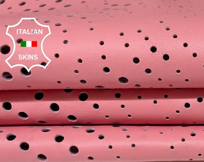 PINK CIRCLES PERFORATED soft Italian Lambskin Lamb Sheep leather hide hides skin skins 6sqf 0.6mm #A9811