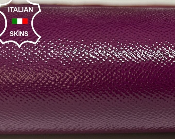 PATENT PURPLE Shiny Textured Print Thick Strong Italian Calfskin Calf Cow Leather hides skins pack of 2 pieces 16"x23" 1.8mm #B5536