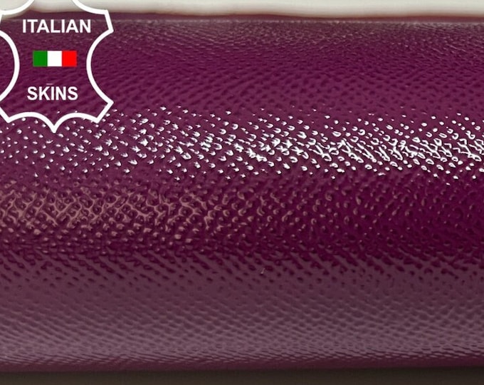 PATENT PURPLE EPSOM Shiny Textured Print Thick Strong Italian Calfskin Calf Cow Leather hides skins pack of 2 pieces 16"x23" 1.8mm #B5536