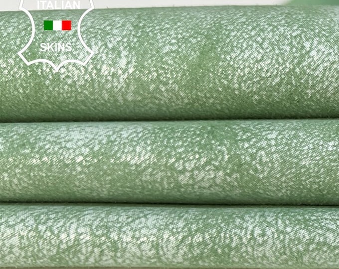 TEA GREEN DISTRESSED Vintage Look Soft Italian Goatskin Goat Leather hide hides skin skins 3+sqf 0.9mm #B9587