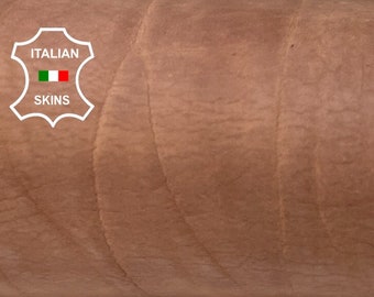 NATURAL BROWN VACHETTA Vegetable Tan Full Grain Naked Tooling Heavy Thick Strong Italian Cow leather skin hide 22"x48" 4.5-5.5mm 12oz #B9752