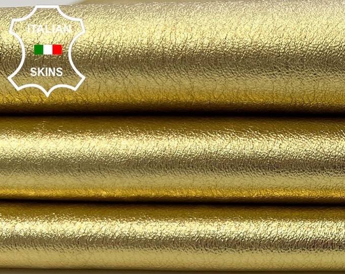 METALLIC GOLD ROUGH Soft Italian Lambskin Lamb Sheep Leather hide hides skin skins 7sqf 0.9mm #C317
