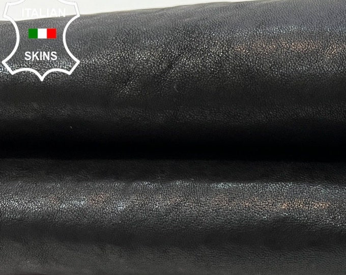 WASHED BLACK RUSTIC Antiqued Vegetable Tan Thick Italian Goatskin Goat Leather hide hides skin skins 3sqf 1.4mm #C184