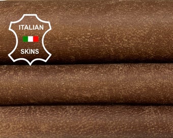 BROWN DISTRESSED VINTAGE Look Soft Italian Lambskin Lamb Sheep Leather hide hides skin skins 7sqf 0.9mm #B4228
