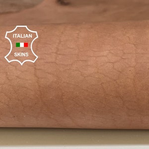 NATURAL BROWN VACHETTA Vegetable Tan Full Grain Naked Tooling Heavy Thick Strong Italian Cow leather skin hide 28"x60" 4.5-5.5mm 12oz #B9750