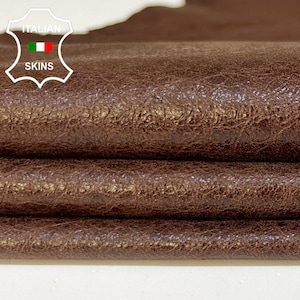 REDDISH BROWN Crinkle Shiny Vintage Look Thin Soft Italian Lambskin Lamb Sheep Leather hide hides skin skins 5sqf 0.6mm #B9573