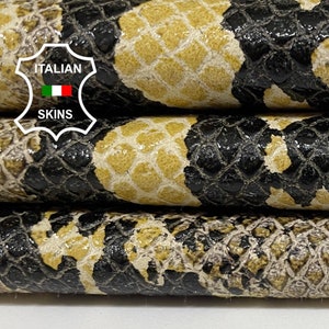 BEIGE PYTHON PRINT On Thin Soft Italian Lambskin Lamb Sheep Leather hides hide skin skins 3+sqf 0.5mm #B2544