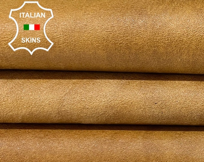 TAN SAND BROWN Vegetable Tan Vintage Look Thick Italian Goatskin Goat Leather hide hides skin skins 3+sqf 1.4mm #B8731