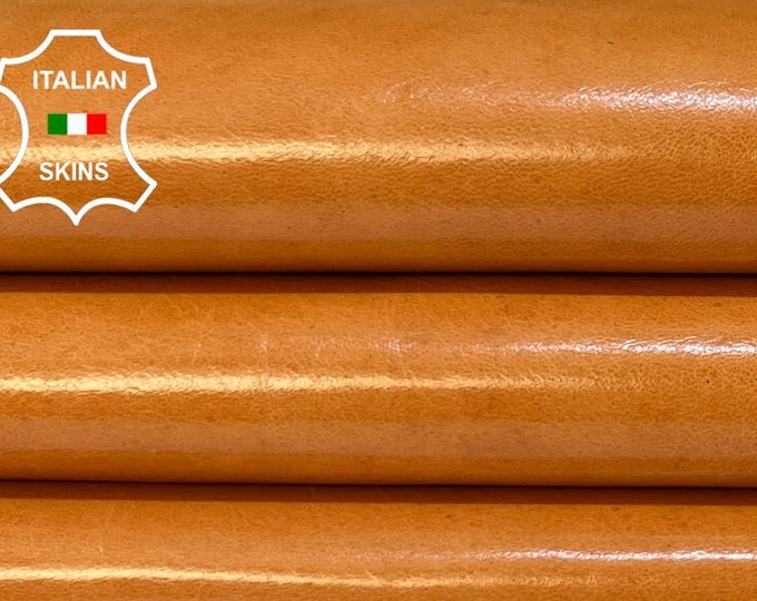 ORANGY TAN Shiny Vegetable Tan Italian Goatskin Goat Leather hide hides skin skins 6sqf 0.7mm #B8894