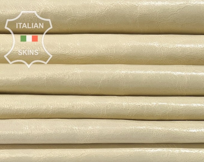 IVORY CREAM CRINKLE Thin Soft Italian Lambskin Lamb Sheep Leather pack 2 hides skins total 12sqf 0.6mm #B8012