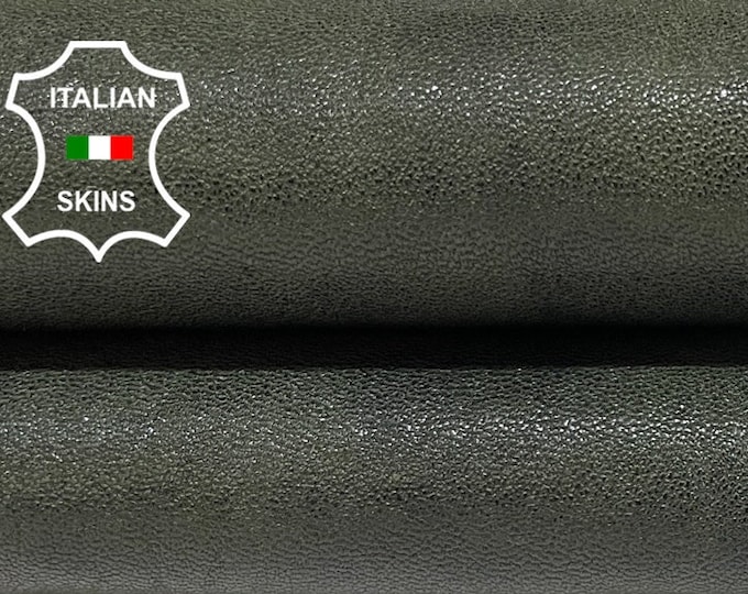 OLIVE GREEN ANTIQUED Rustic Shiny Vegetable Tan Thick Italian Goatskin Goat Leather hides hide skin skins 5sqf 1.5mm #B1927