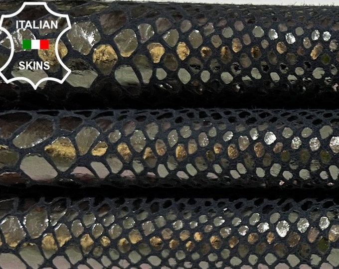 METALLIC SMOKED BRONZE Snake Print On Soft Italian Goatskin Goat Leather hide hides skin skins 4+sqf 0.8mm #B9650
