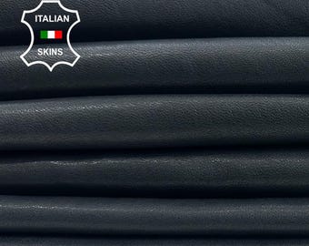 ANTHRACITE MIDNIGHT BLACK Vegetable Tan Thick Soft Italian Lambskin Sheep Lamb leather pack 2 hides skins total 16sqf 1.3mm #C3941
