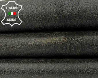 OLIVE GREEN ANTIQUED Soft Italian Lambskin Lamb Sheep Leather hide hides skin skins 4+sqf 0.7mm #C193