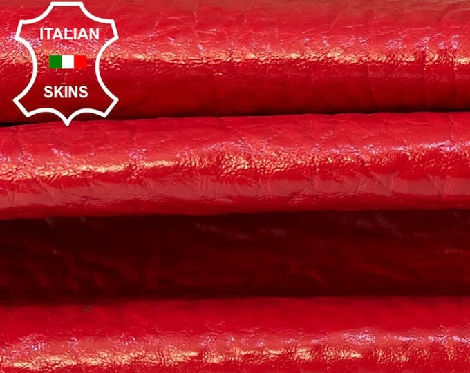 BUBBLY RED GRAINY Textured Semi Gloss Shiny Thick Italian Goatskin Goat leather hide hides skin skins 6sqf 1.2mm #B9260