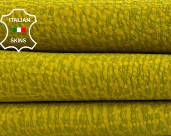 YELLOW CRACKED VINTAGE Look Thick Italian Goatskin Goat Leather hide hides skin skins 6+sqf 1.5mm #C567