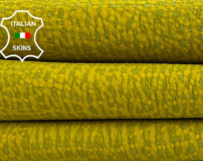 YELLOW CRACKED VINTAGE Look Thick Italian Goatskin Goat Leather hide hides skin skins 6+sqf 1.5mm #C567